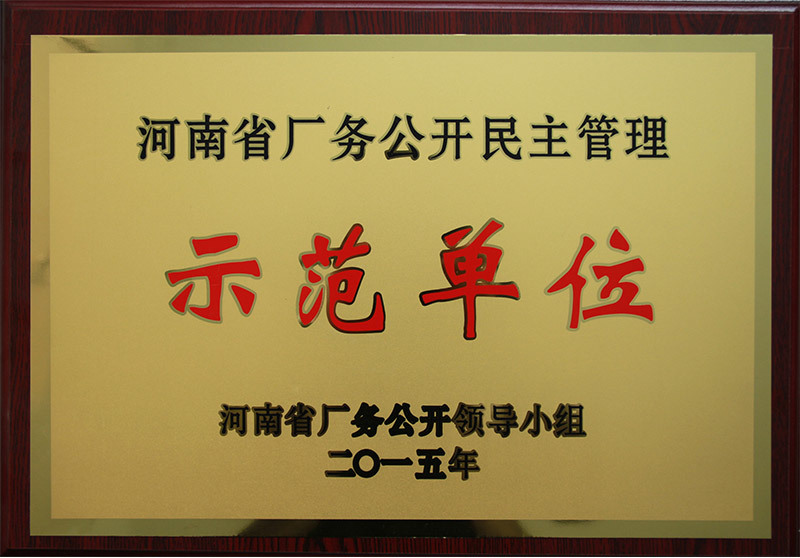 河南省厂务公开民主管理示范单位